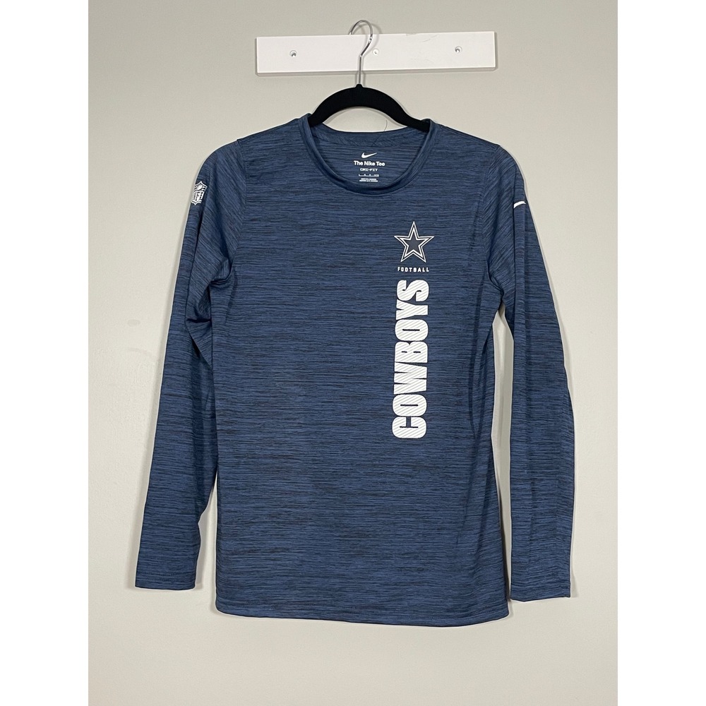 NWOT Nike Dallas Cowboys Shirt Youth L Blue Dri-FIT Long Sleeve NFL Tee
